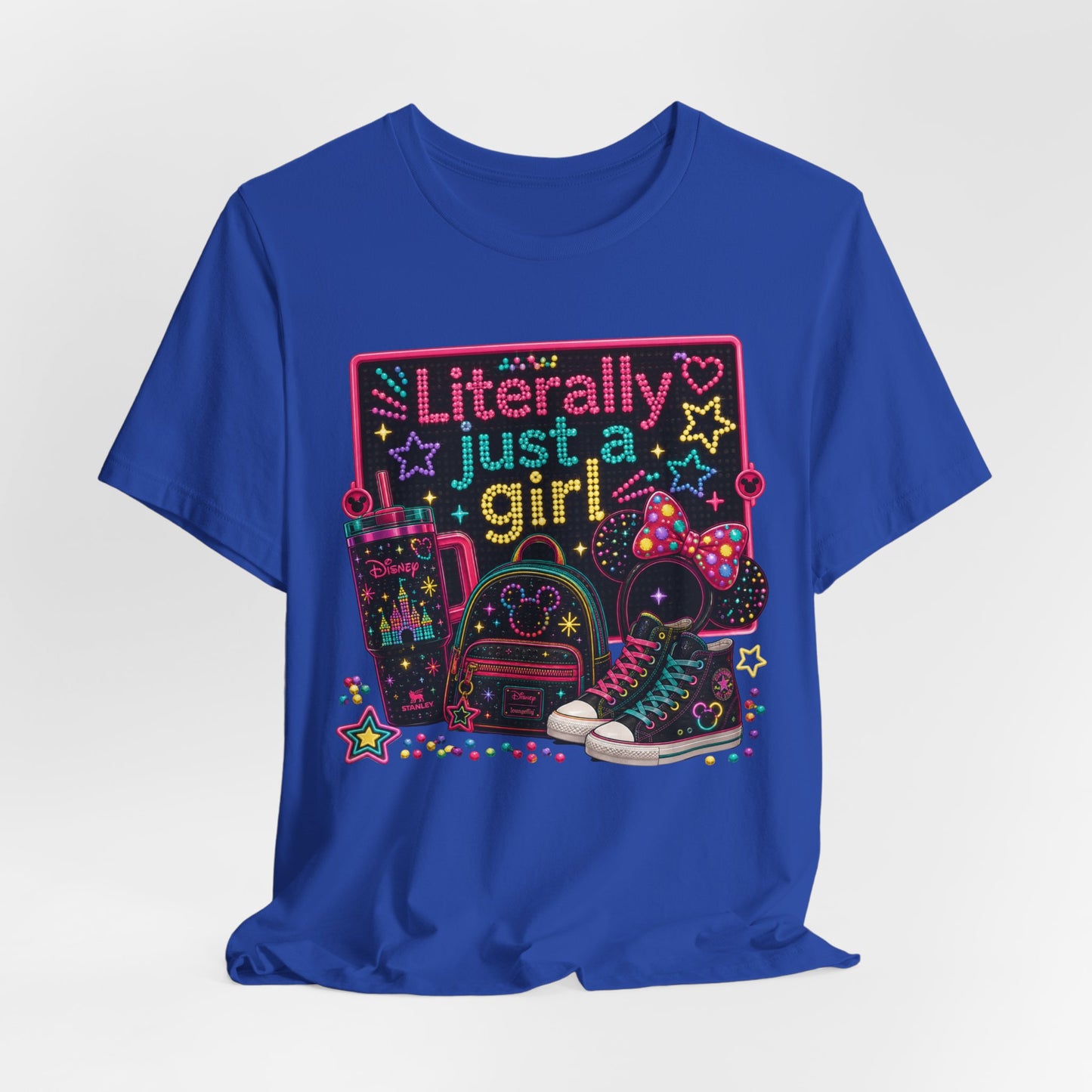Literally Just a Girl Graphic Tee — Cute Neon Back-to-School Shirt