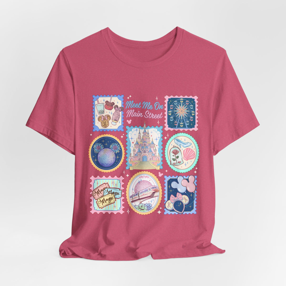 Meet Me On Main Street Cute Pastel Stamp Tee