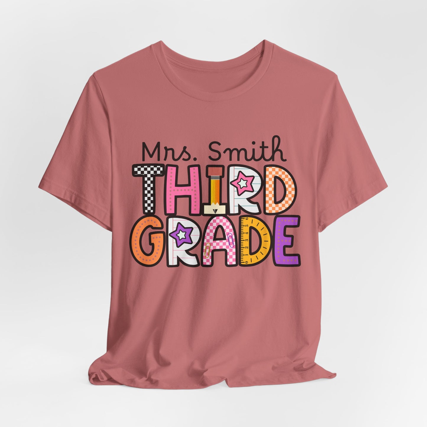 Personalized Fourth Grade Teacher Graphic Tee