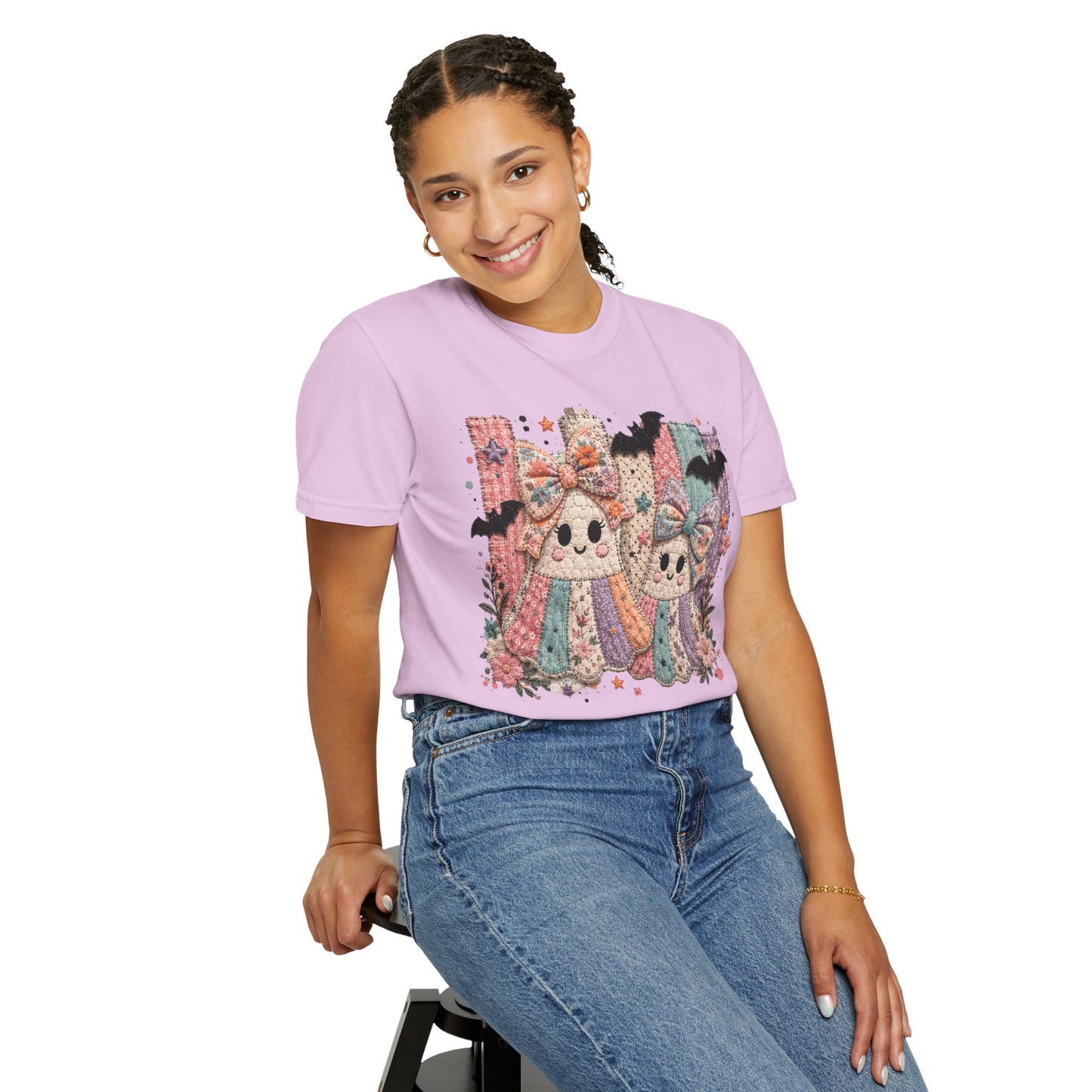 Quilted Cute Ghost Sisters Halloween T-Shirt