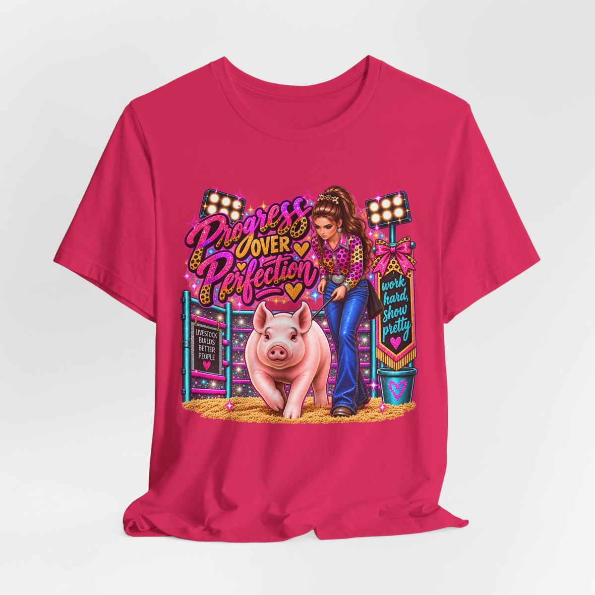 "Progress Over Perfection" Show Pig Tee