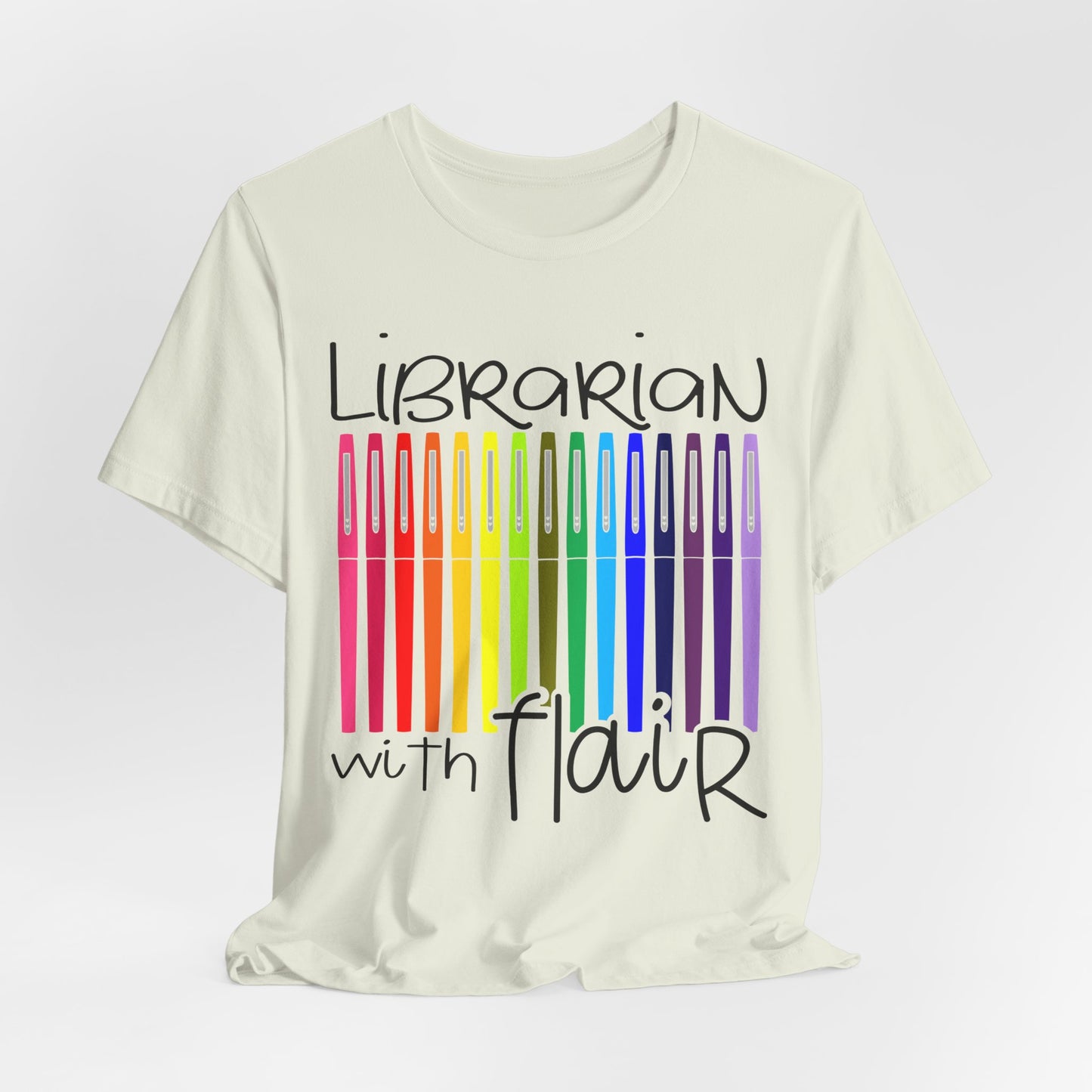 Rainbow Flair Pen School Staff Tee - Librarian With Flair