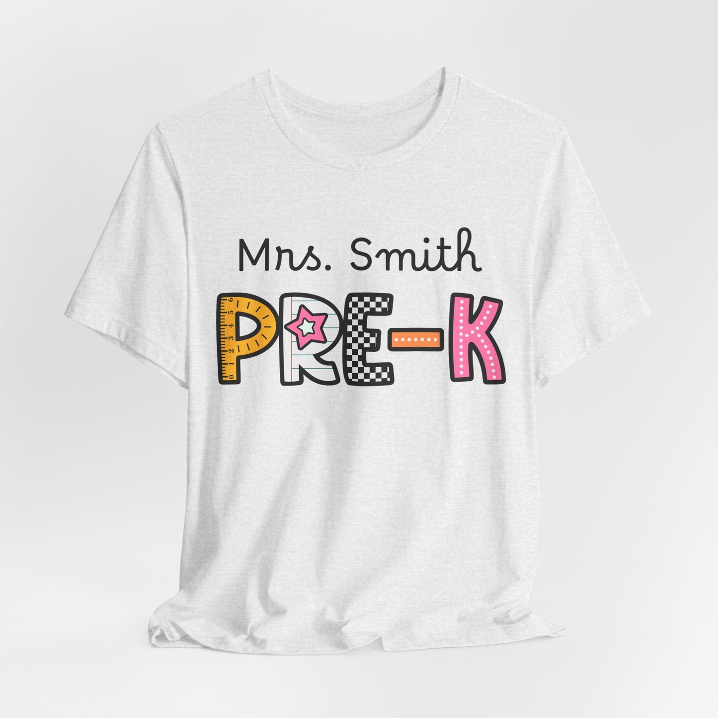 Personalized Colorful PRE-K Teacher Graphic Tee