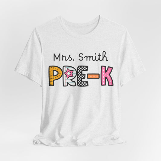 Personalized Colorful PRE-K Teacher Graphic Tee