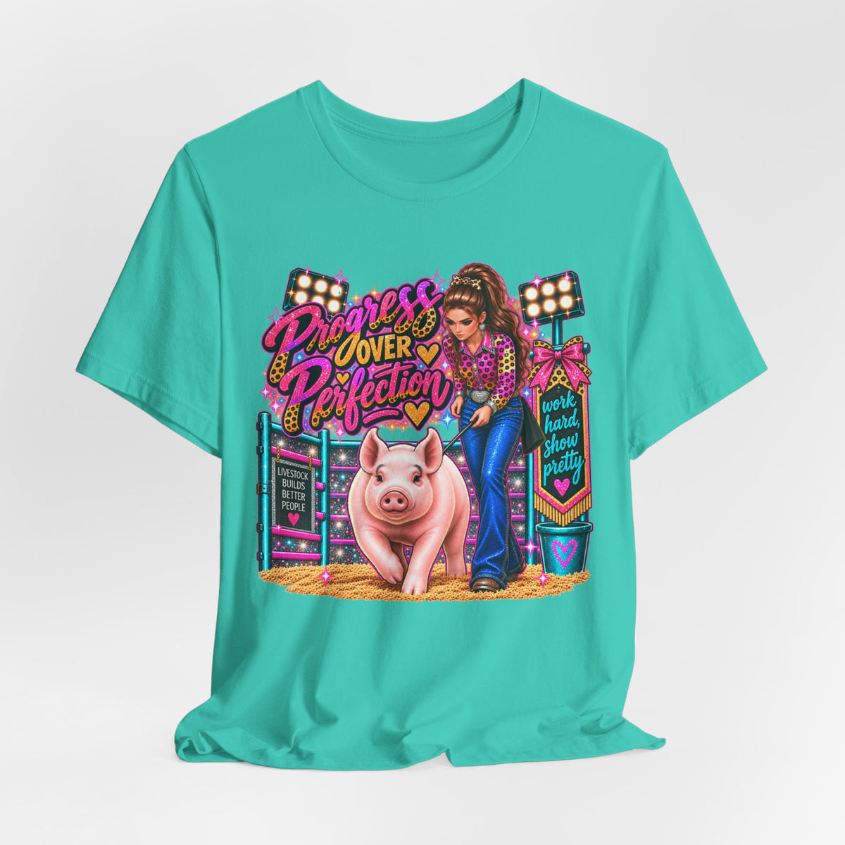 "Progress Over Perfection" Show Pig Tee