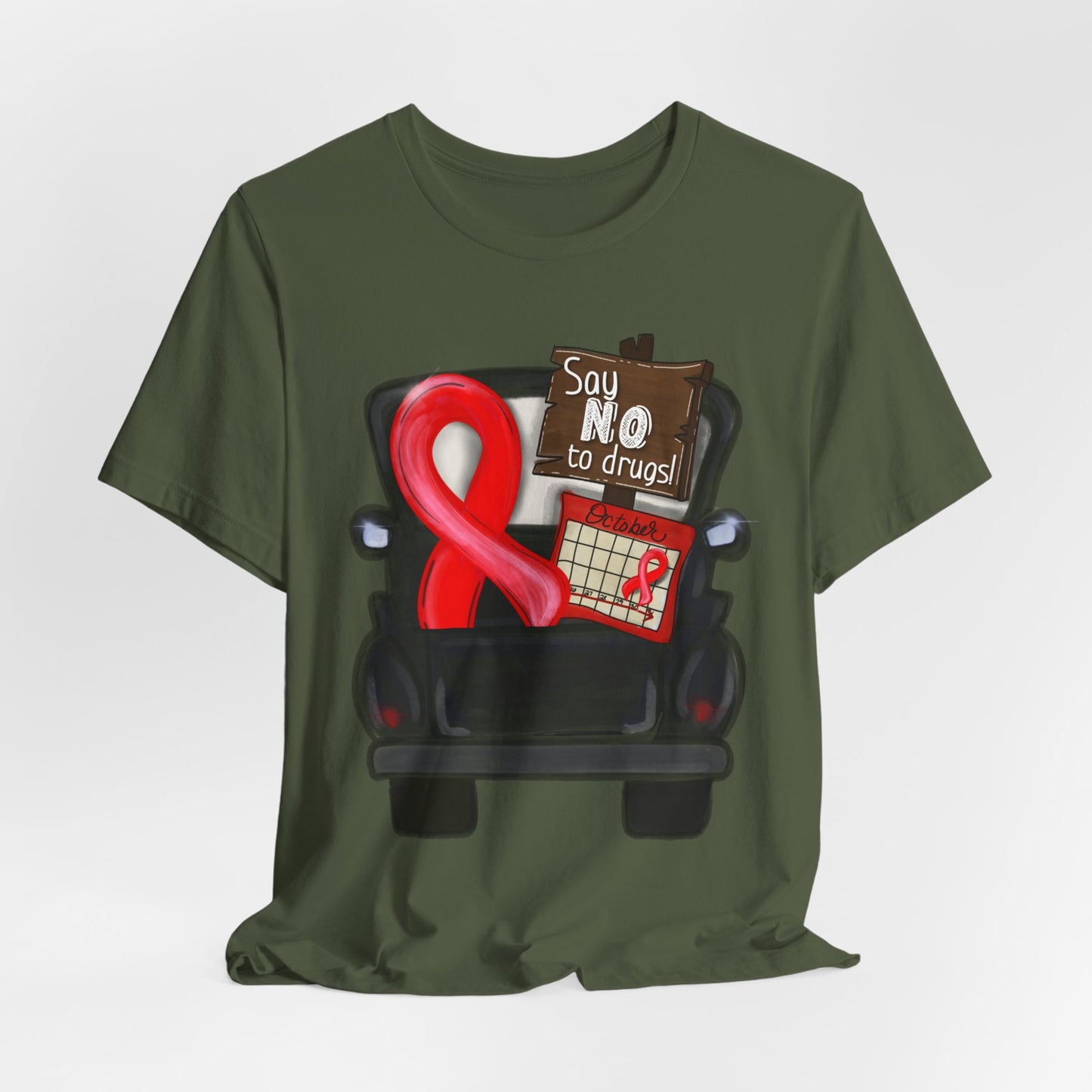 Say No to Drugs Red Ribbon Tee — Anti-Drug Awareness