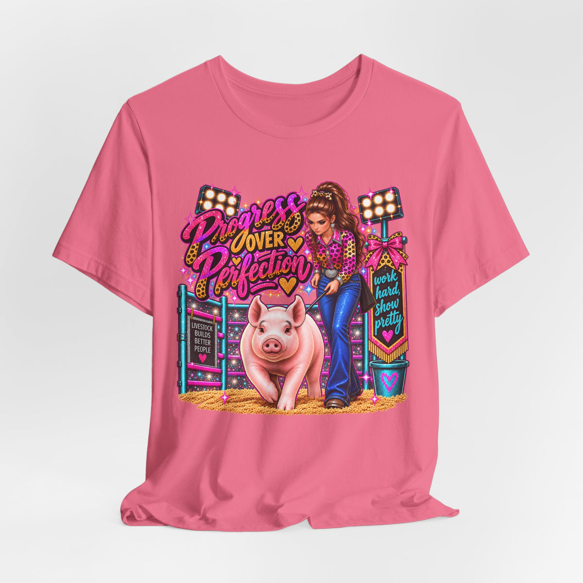 "Progress Over Perfection" Show Pig Tee