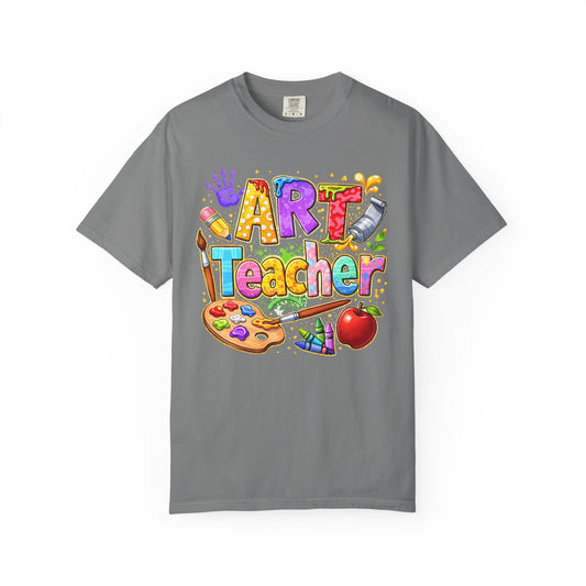 Art Teacher T-Shirt — Colorful Palette & Supplies Graphic Tee
