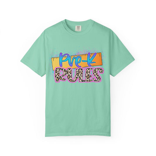 Pre-K Rules T-Shirt, Fun Preschool Shirt, Unisex Garment-Dyed Tee, Back to School Top, Teacher Gift