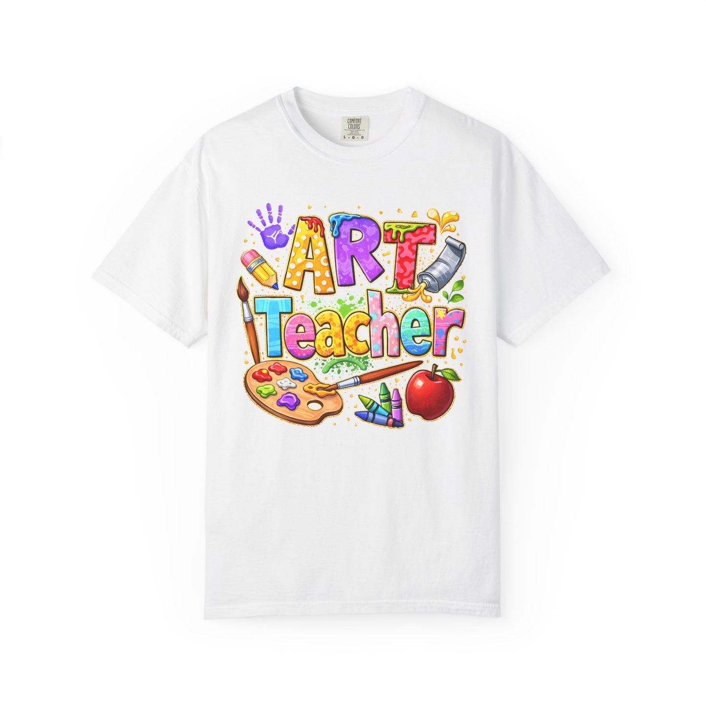 Art Teacher T-Shirt — Colorful Palette & Supplies Graphic Tee