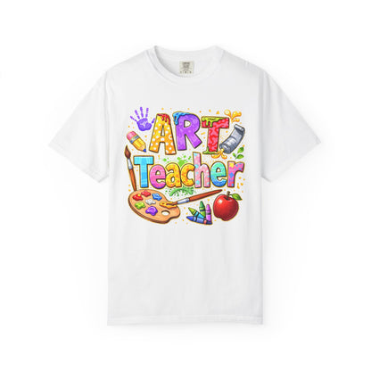 Art Teacher T-Shirt — Colorful Palette & Supplies Graphic Tee