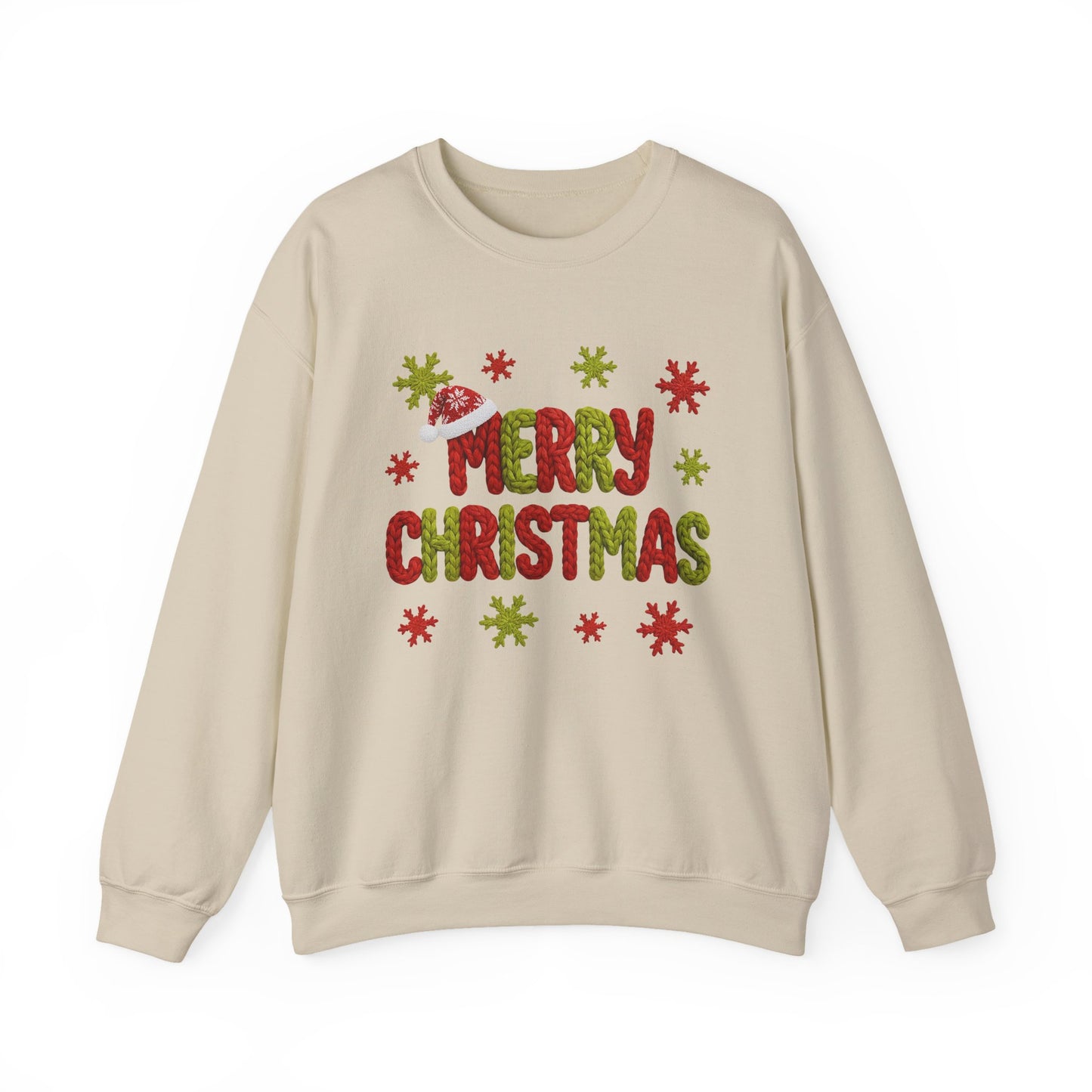 Merry Christmas Festive Yarn Holiday Sweatshirt Christmas Crewneck