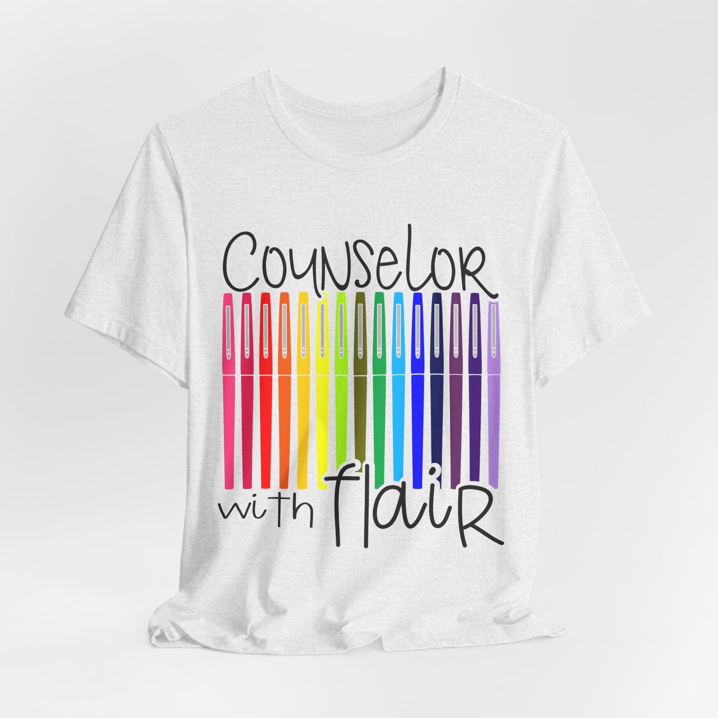 Rainbow Flair Pen School Staff Tee - Counselor With Flair