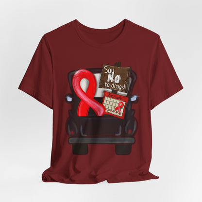 Say No to Drugs Red Ribbon Tee — Anti-Drug Awareness