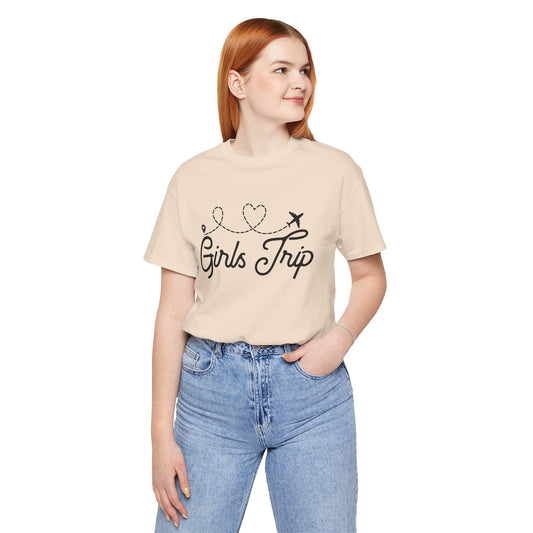 Girls Trip T-Shirt — Cute Plane Heart Graphic Tee for Bachelorette & Vacation