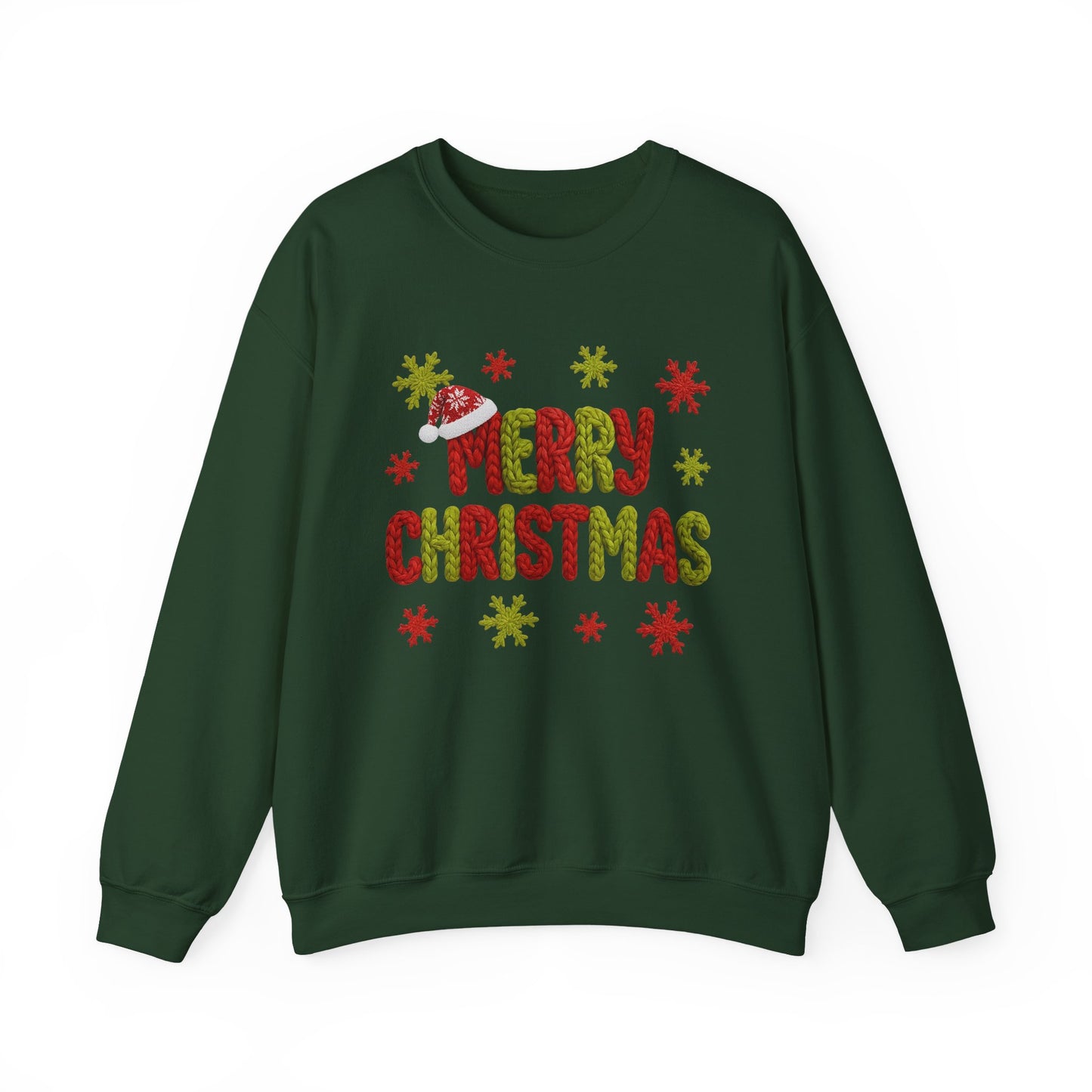 Merry Christmas Festive Yarn Holiday Sweatshirt Christmas Crewneck