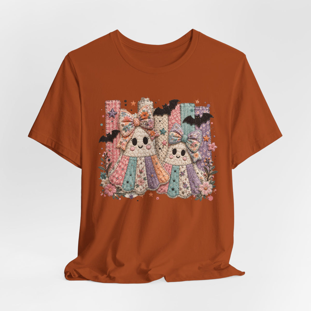 Quilted Cute Ghost Sisters Halloween T-Shirt