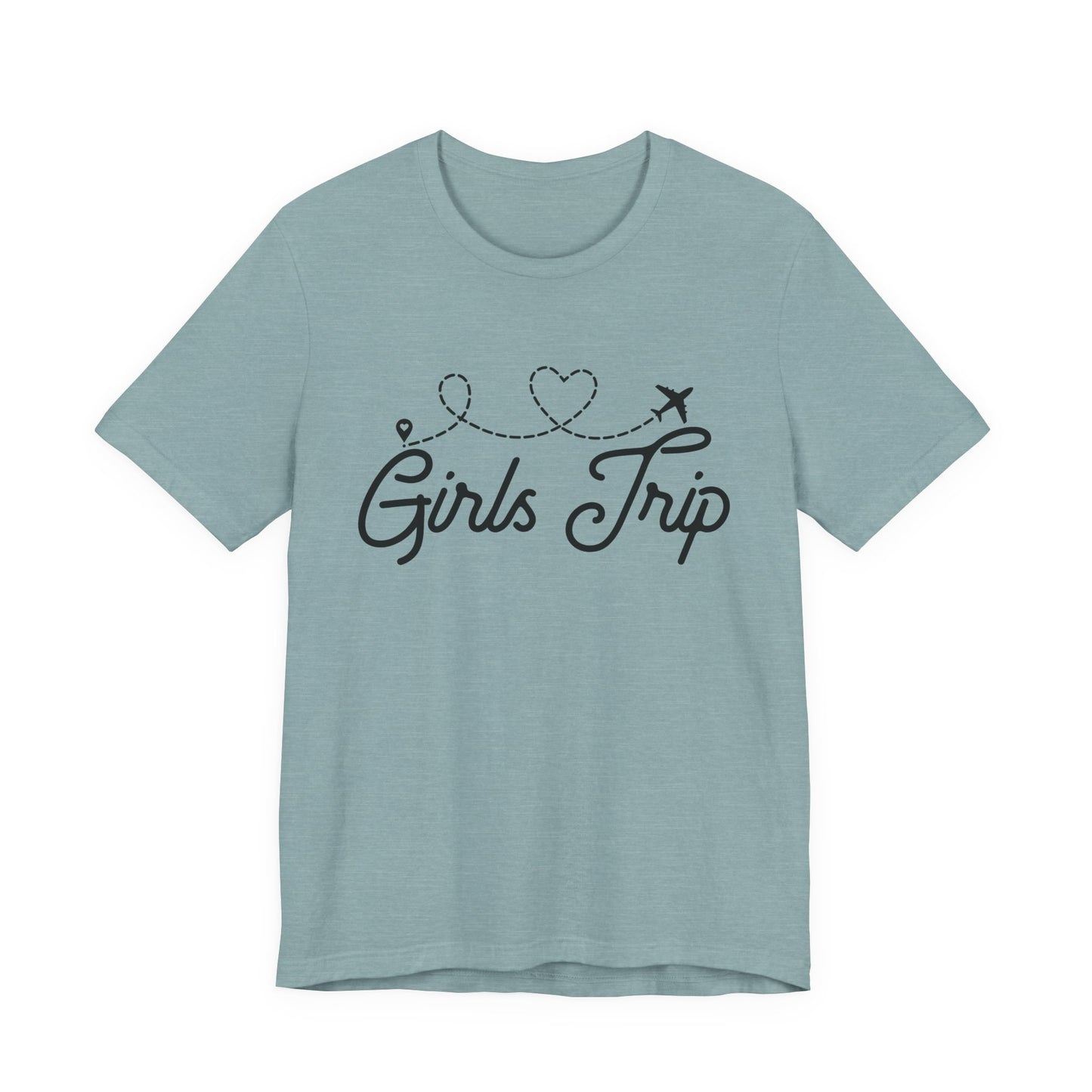 Girls Trip T-Shirt — Cute Plane Heart Graphic Tee for Bachelorette & Vacation