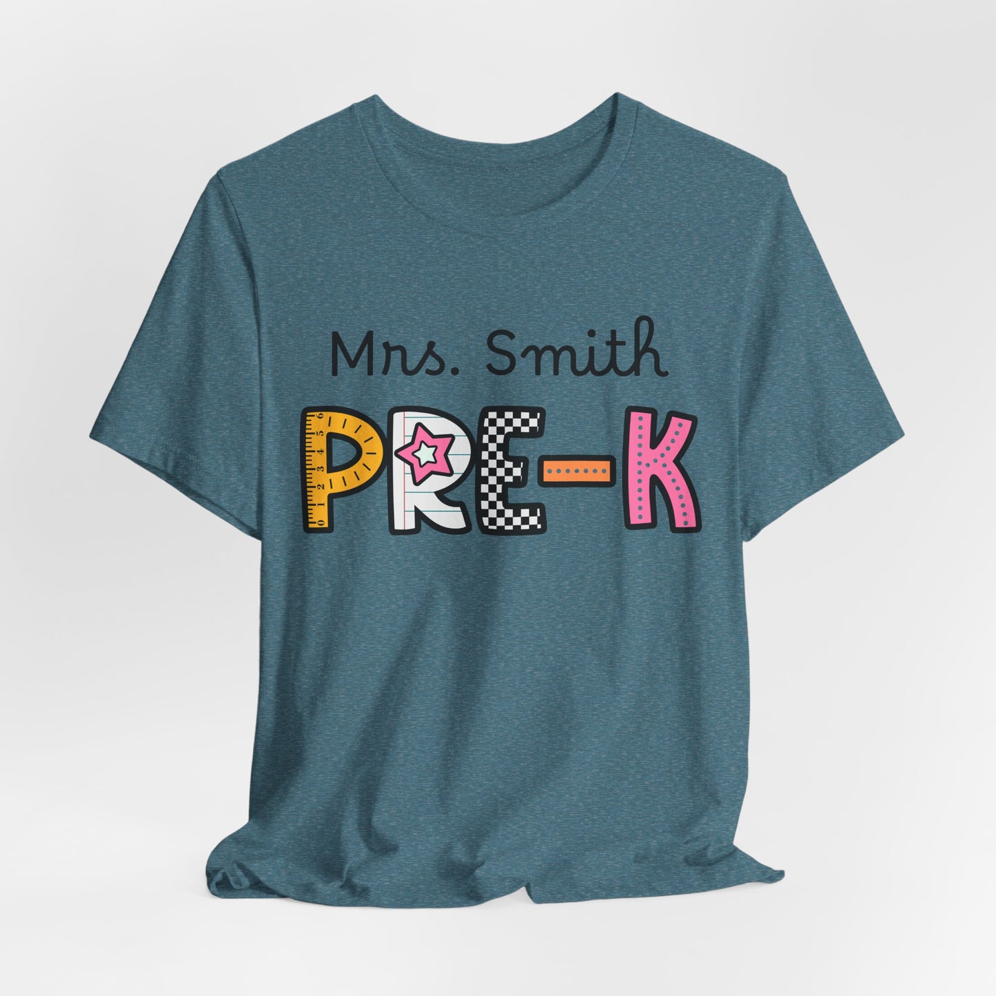 Personalized Colorful PRE-K Teacher Graphic Tee