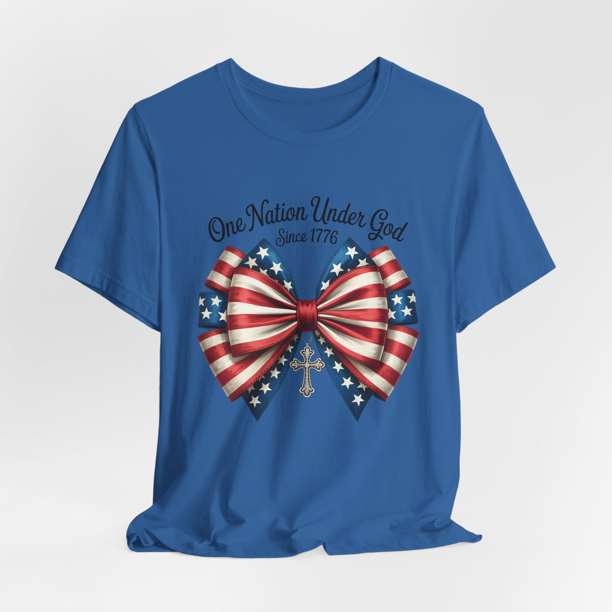 One Nation Under God Patriotic T-shirt with Bow Design