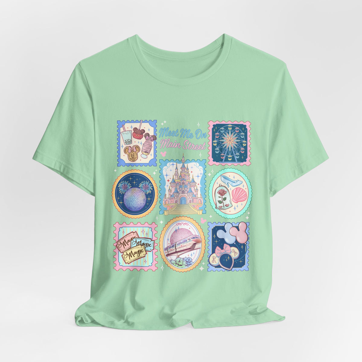 Meet Me On Main Street Cute Pastel Stamp Tee