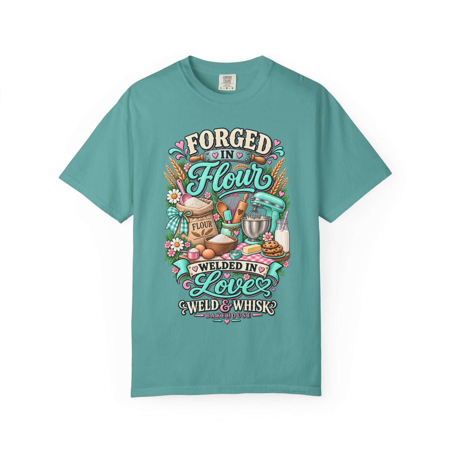 Baking T-Shirt - "Forged in Flour, Welded in Love" Vintage Kitchen Tee