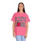 Kids Zone T-Shirt — Checkerboard Text with Cute Apple Graphic