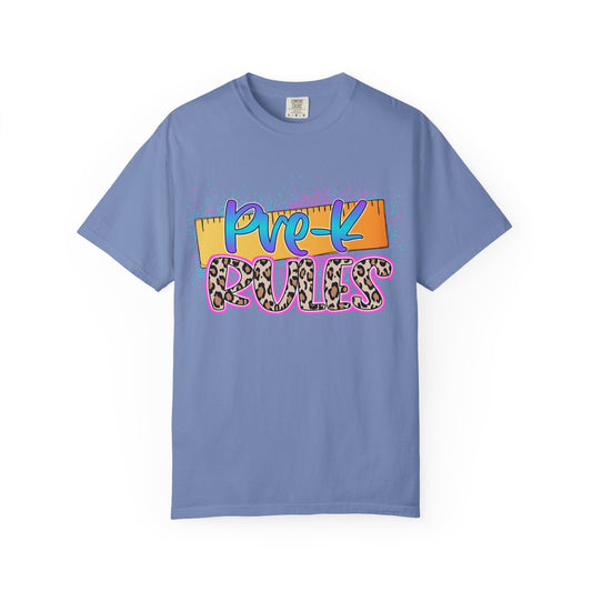 Pre-K Rules T-Shirt, Fun Preschool Shirt, Unisex Garment-Dyed Tee, Back to School Top, Teacher Gift