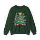 Cute Yarn Christmas Tree, Candy Cane & Ornaments Holiday Crewneck Sweatshirt