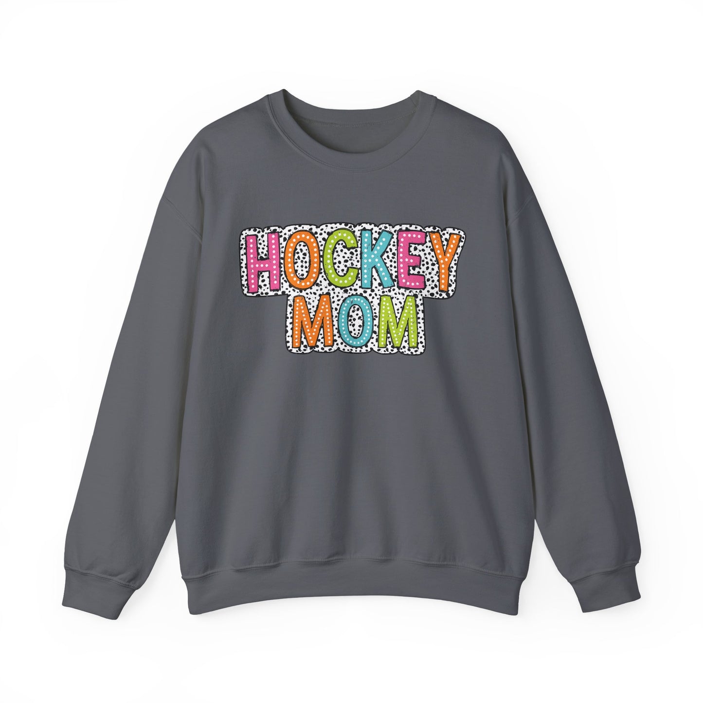 Colorful Dalmation Print Hockey Mom Crewneck Sweatshirt