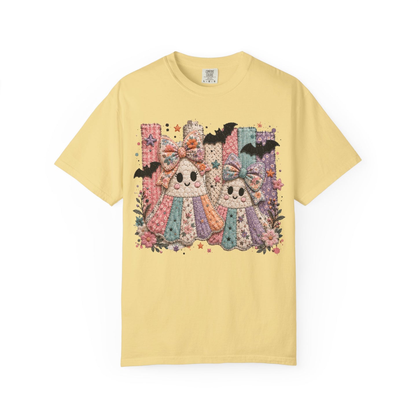 Quilted Cute Ghost Sisters Halloween T-Shirt