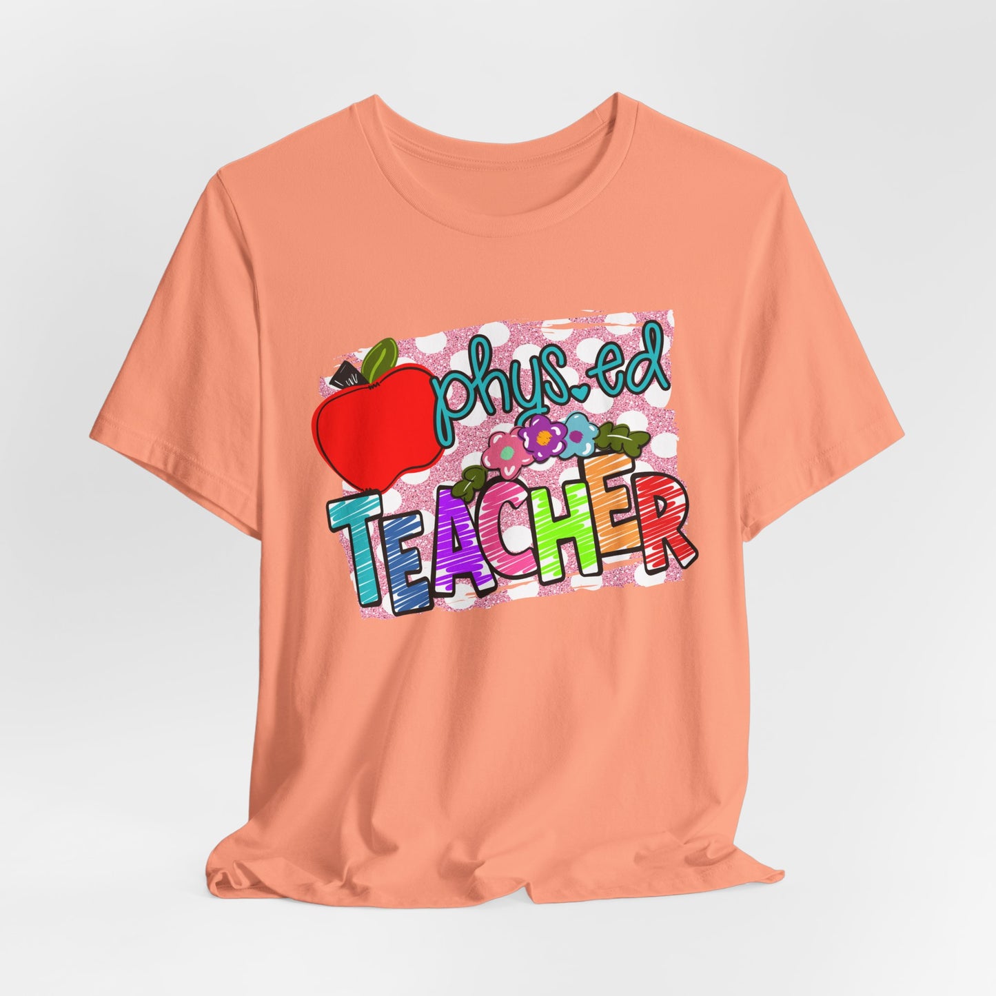 Colorful Faux Glitter Tee - PE Teacher