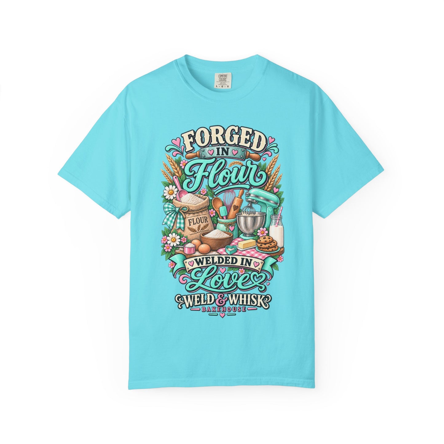 Baking T-Shirt - "Forged in Flour, Welded in Love" Vintage Kitchen Tee