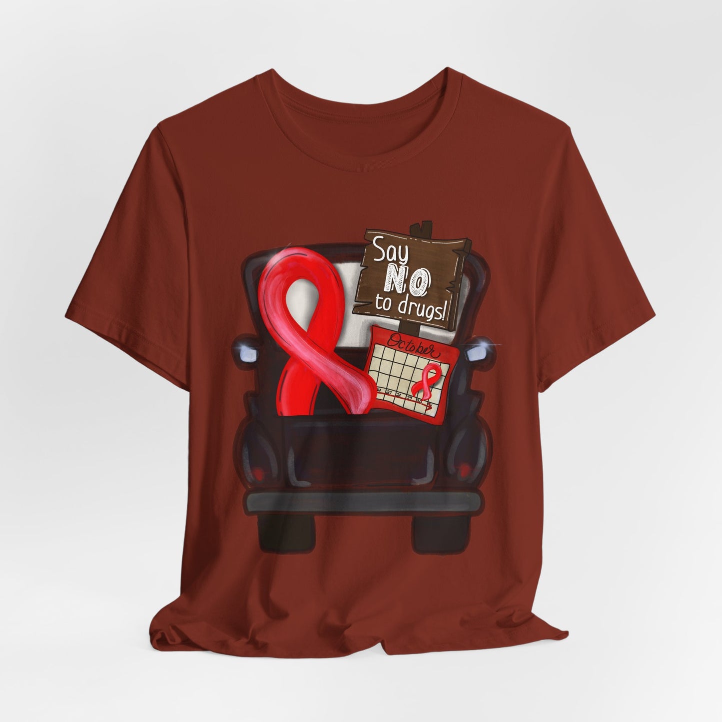 Say No to Drugs Red Ribbon Tee — Anti-Drug Awareness