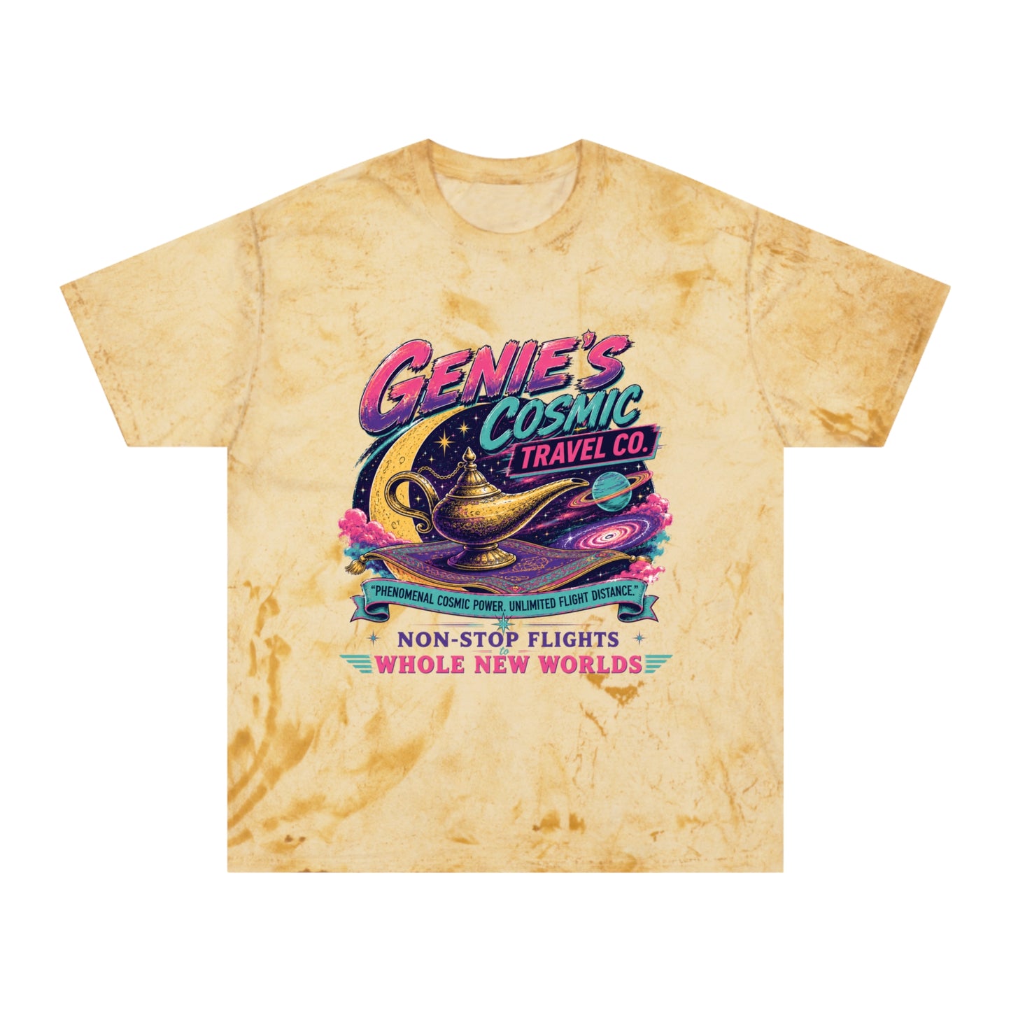 Genie’s Cosmic Travel Co. T‑Shirt — Retro Space Lamp Graphic