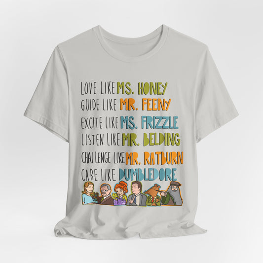 Teacher Like.... Colorful Famous Mentor Character Tee