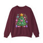 Cute Yarn Christmas Tree, Candy Cane & Ornaments Holiday Crewneck Sweatshirt