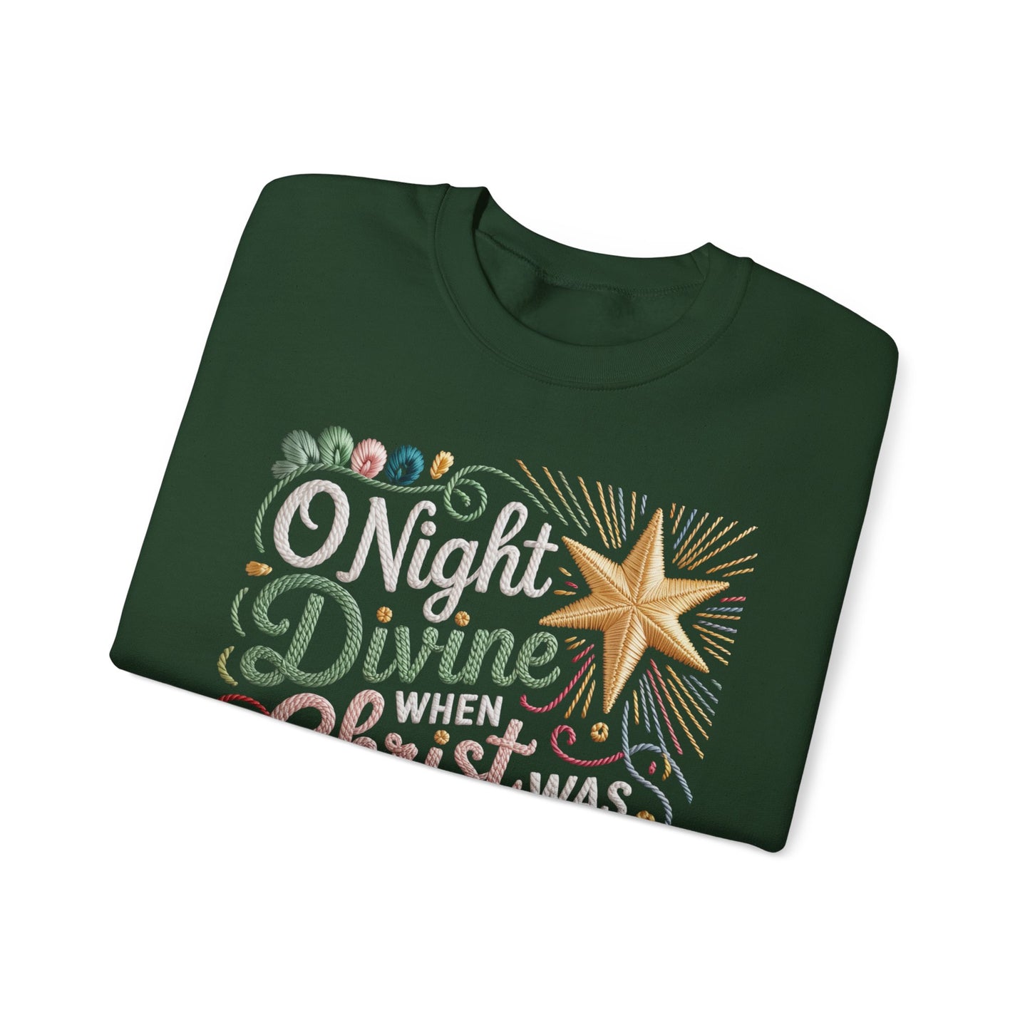 O Holy Night Divine Christmas Star Holiday Sweatshirt Christmas Crewneck