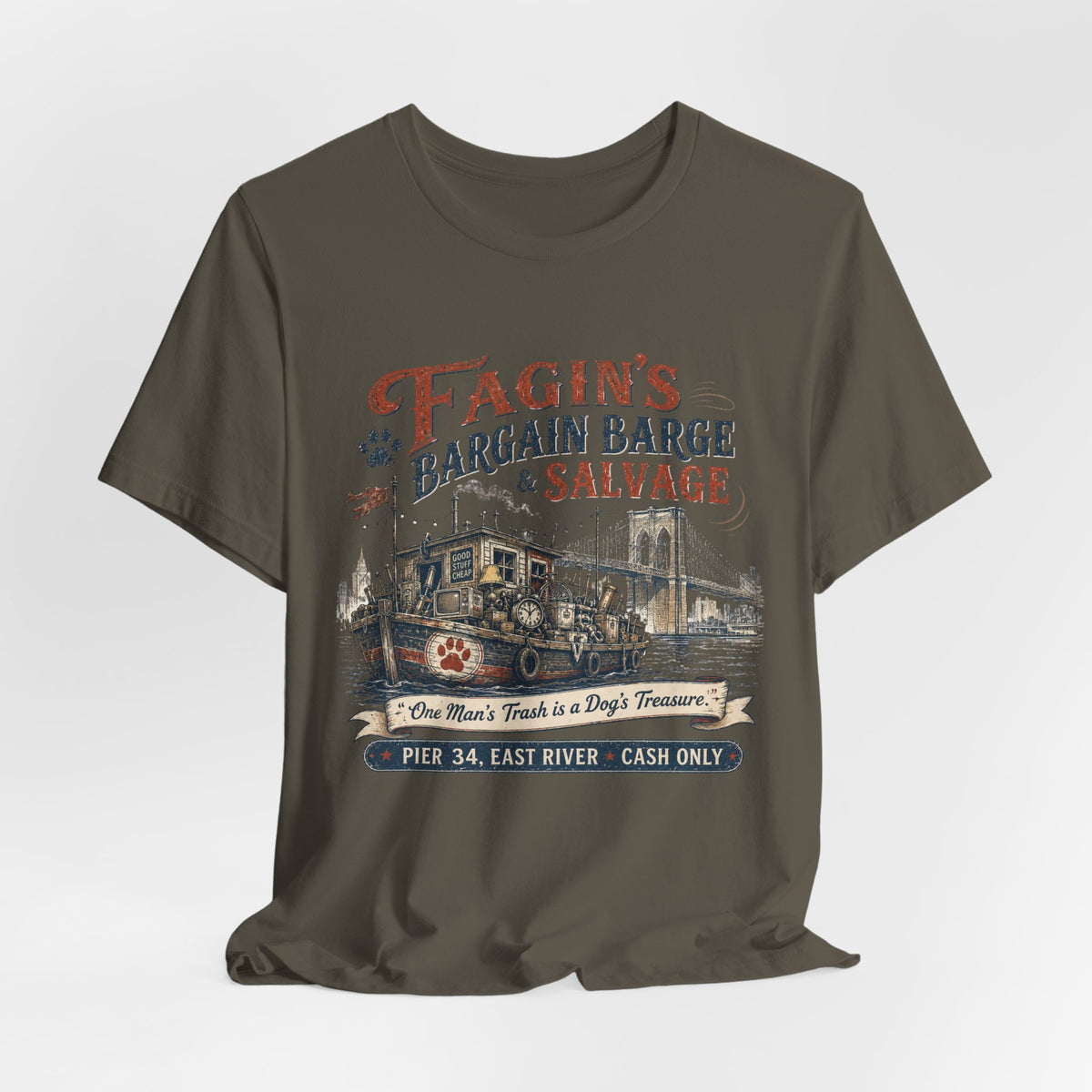 Fagin’s Bargain Barge Tee — Vintage Salvage Pier 34 East River Graphic Shirt
