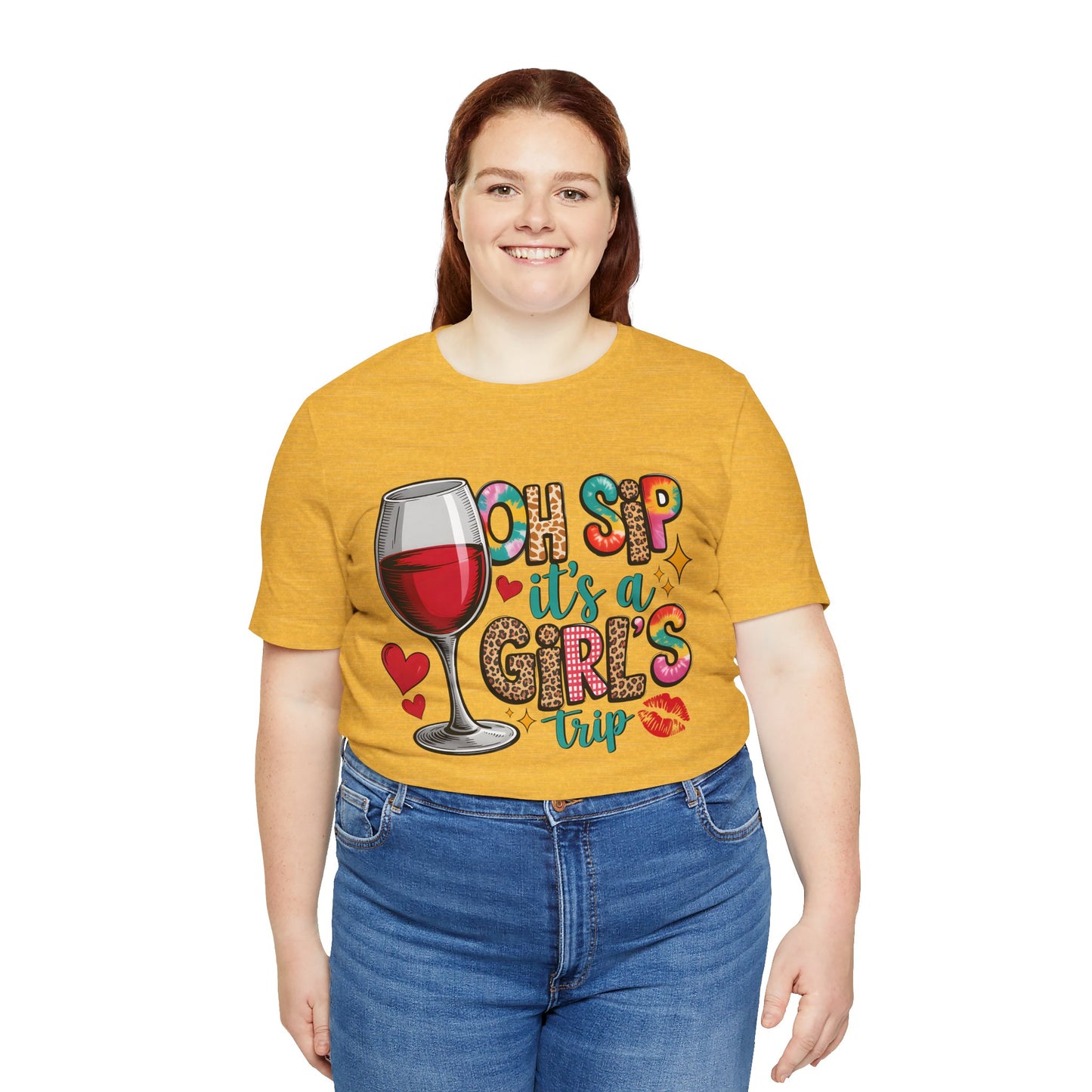 Oh Sip It’s A Girls Trip T‑Shirt — Wine Glass Bachelorette & Girls’ Trip Tee
