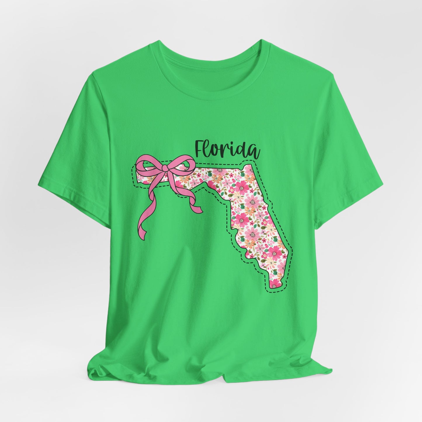 Florida Floral State Tee —Pink Bow & Script
