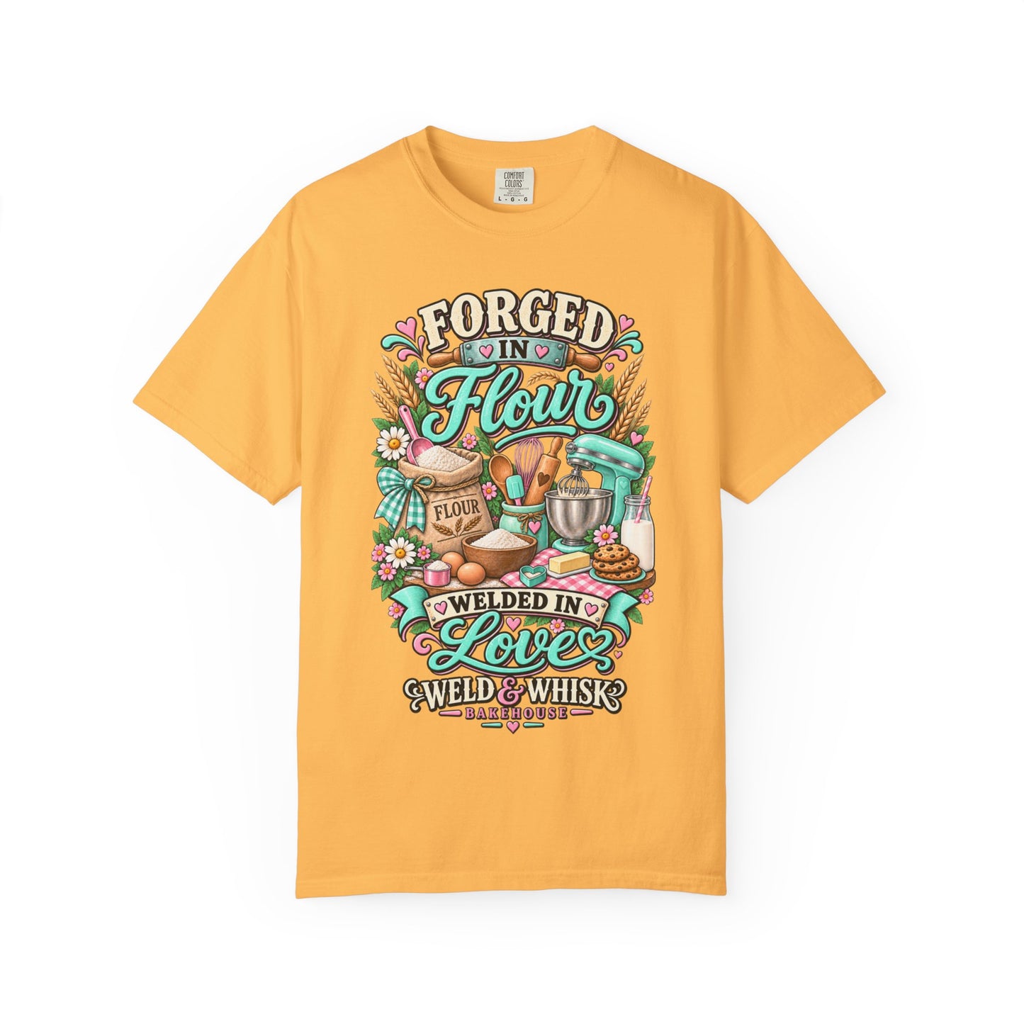 Baking T-Shirt - "Forged in Flour, Welded in Love" Vintage Kitchen Tee
