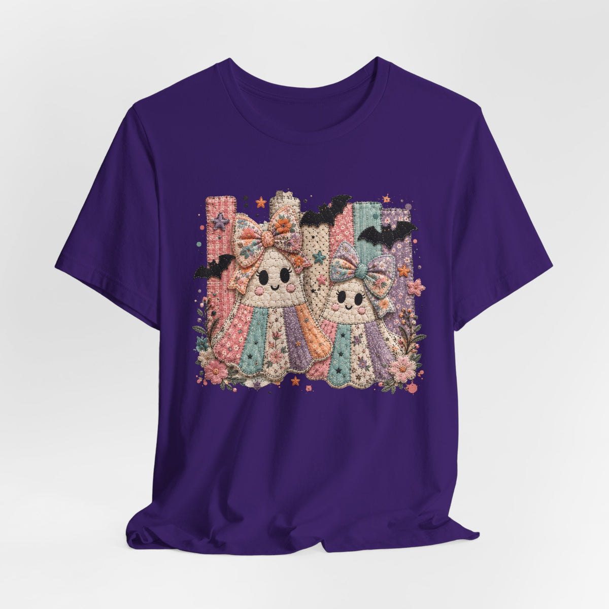 Quilted Cute Ghost Sisters Halloween T-Shirt