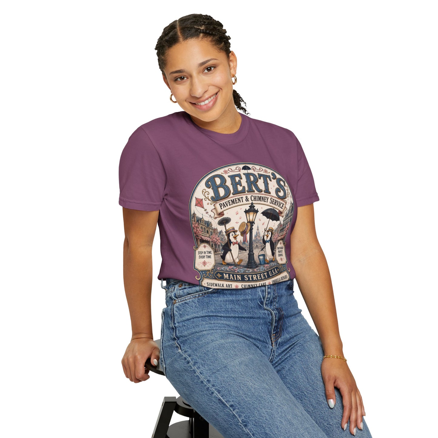 Vintage 'Bert's Pavement & Chimney Service' Graphic T-Shirt — Main Street USA Retro Tee