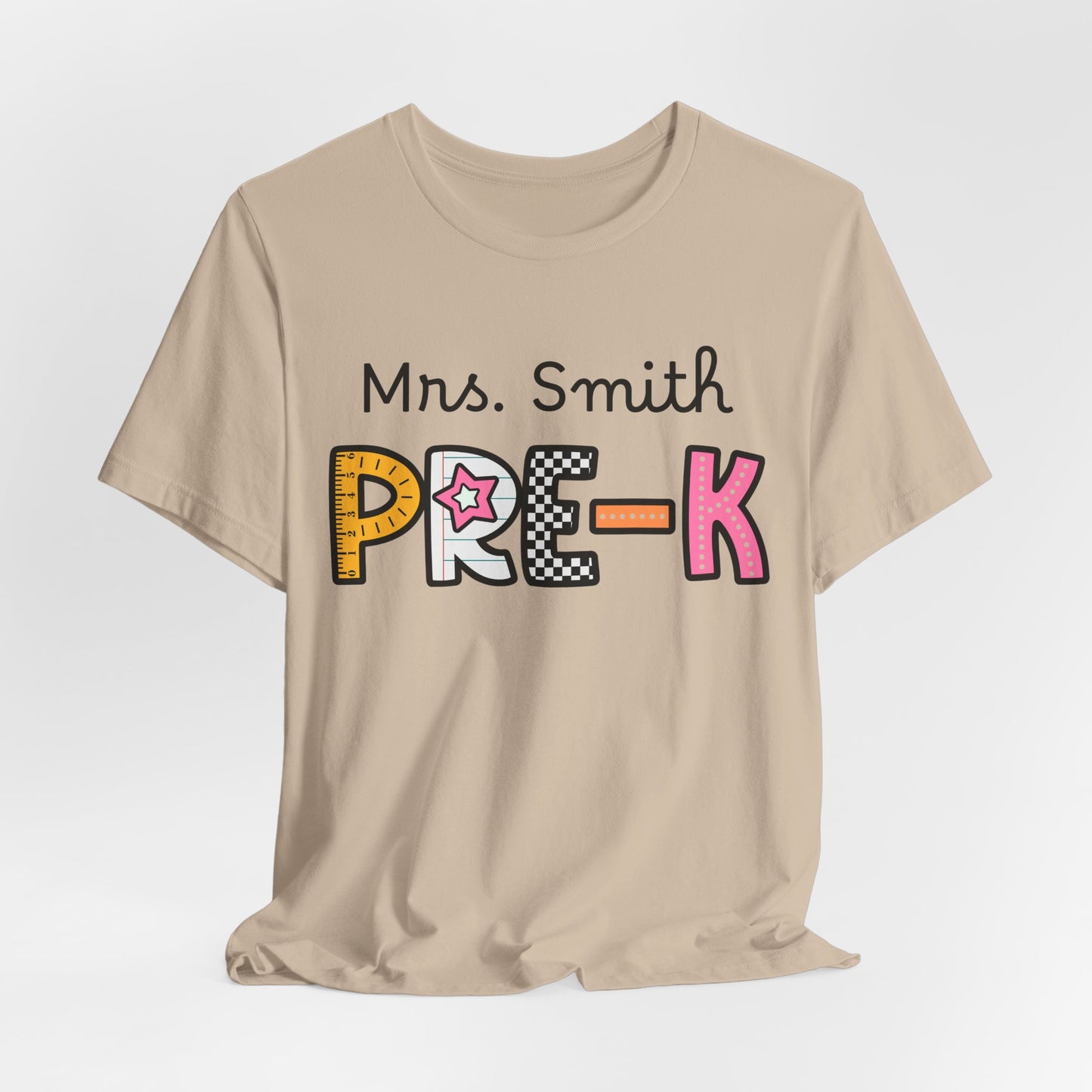 Personalized Colorful PRE-K Teacher Graphic Tee