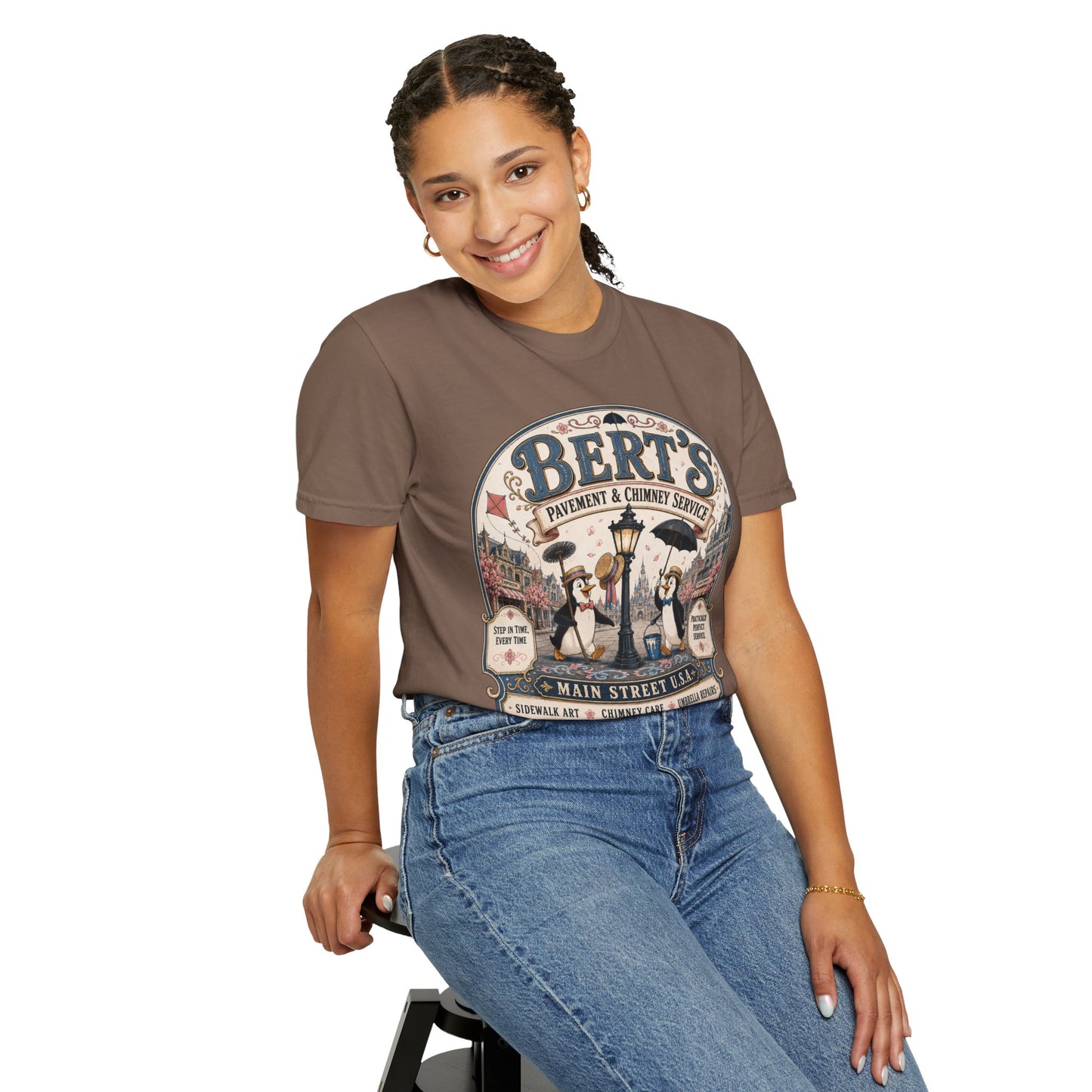 Vintage 'Bert's Pavement & Chimney Service' Graphic T-Shirt — Main Street USA Retro Tee