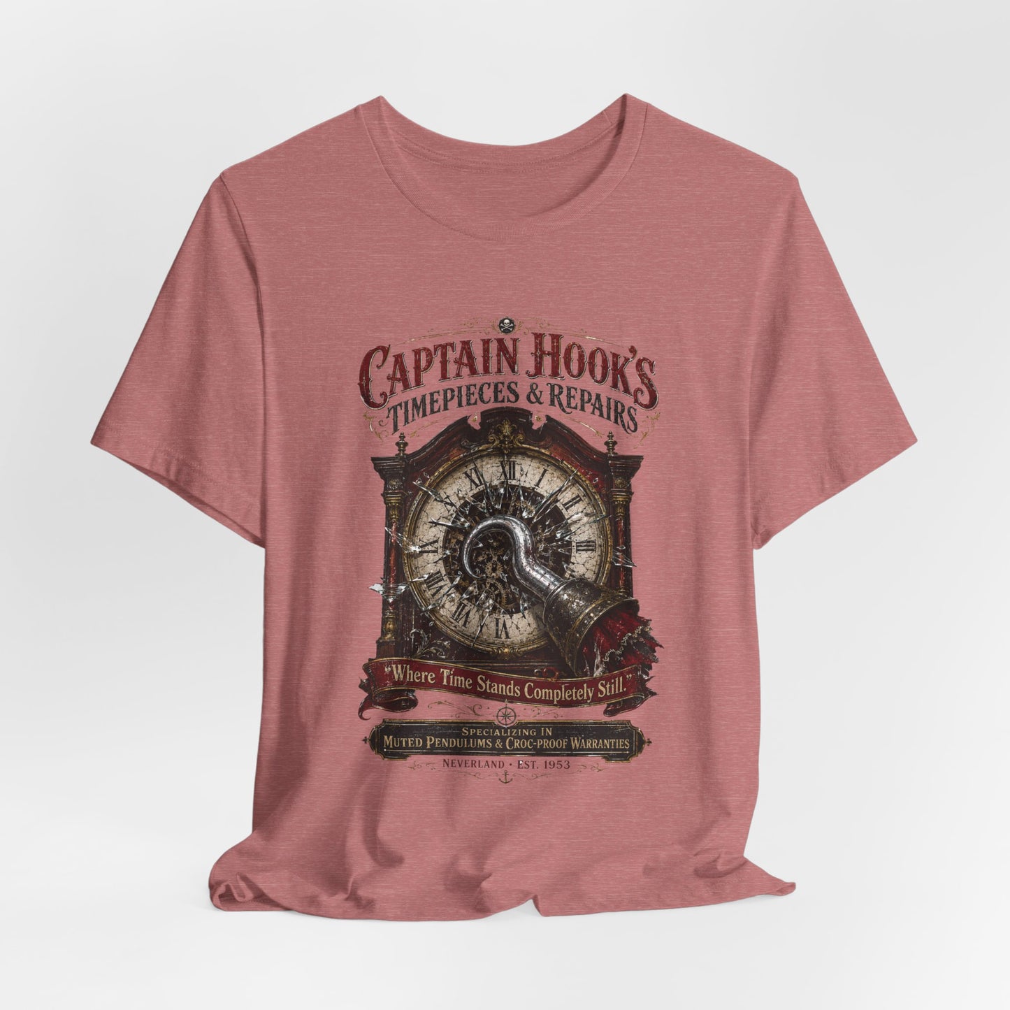 Captain Hook's Timepieces & Repairs Tee — Vintage Nautical Clock Pirate Shirt
