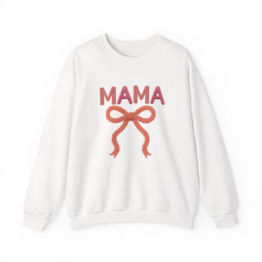 Faux Yarn Mama Ribbon Crewneck Sweatshirt