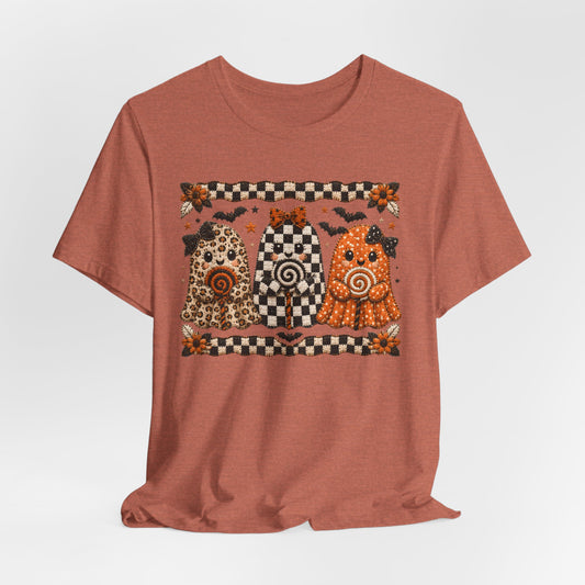 Spooky Halloween Folk Art Ghost Trio T-Shirt