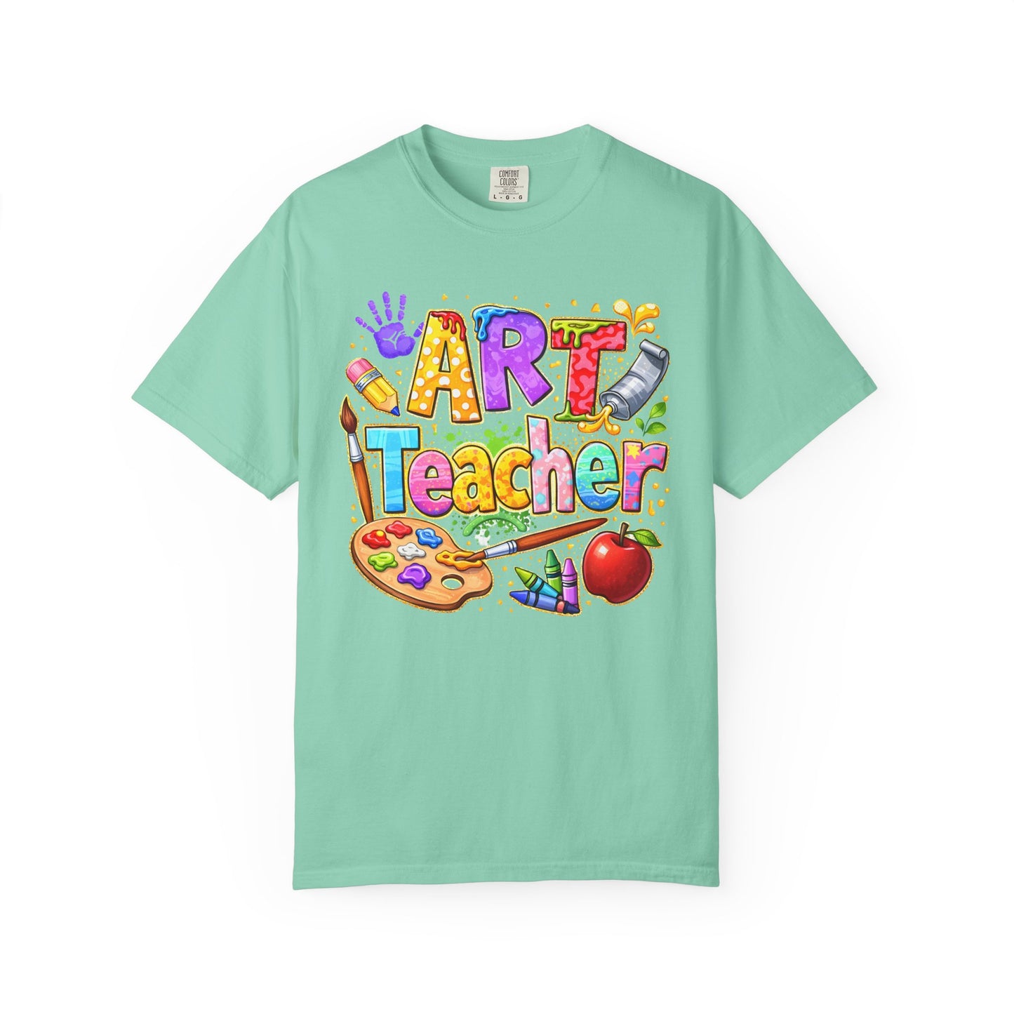 Art Teacher T-Shirt — Colorful Palette & Supplies Graphic Tee